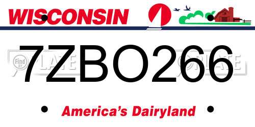 7ZBO266 Wisconsin License Plate