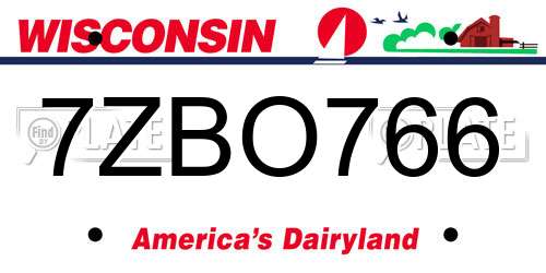 7ZBO766 Wisconsin License Plate