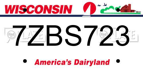 7ZBS723 Wisconsin License Plate