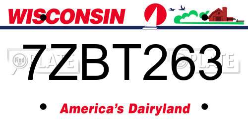7ZBT263 Wisconsin License Plate