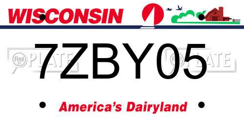 7ZBY05 Wisconsin License Plate