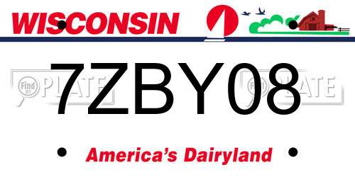 7ZBY08 Wisconsin License Plate