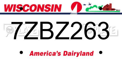 7ZBZ263 Wisconsin License Plate