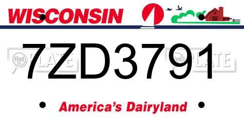 7ZD3791 Wisconsin License Plate
