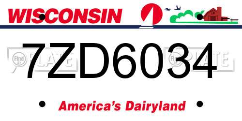 7ZD6034 Wisconsin License Plate