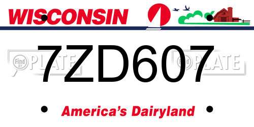 7ZD607 Wisconsin License Plate