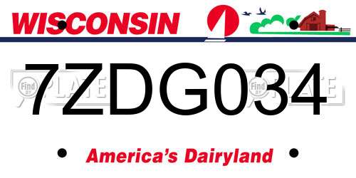7ZDG034 Wisconsin License Plate