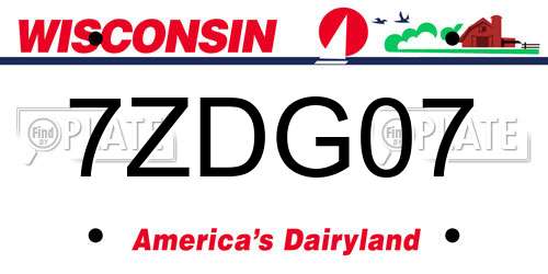 7ZDG07 Wisconsin License Plate