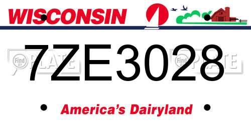 7ZE3028 Wisconsin License Plate