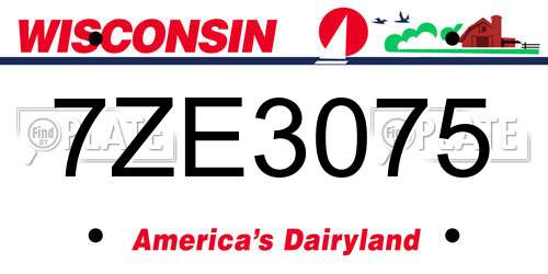 7ZE3075 Wisconsin License Plate