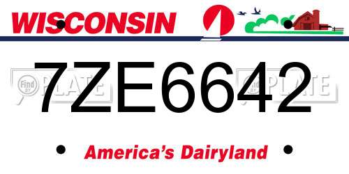 7ZE6642 Wisconsin License Plate