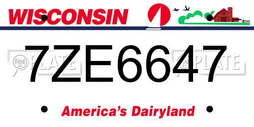7ZE6647 Wisconsin License Plate
