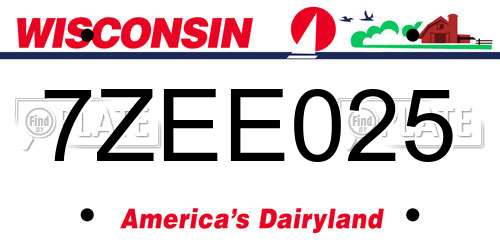 7ZEE025 Wisconsin License Plate