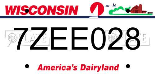 7ZEE028 Wisconsin License Plate