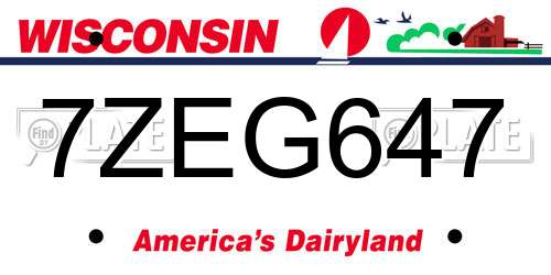 7ZEG647 Wisconsin License Plate