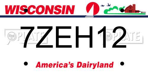 7ZEH12 Wisconsin License Plate