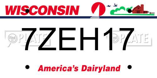 7ZEH17 Wisconsin License Plate