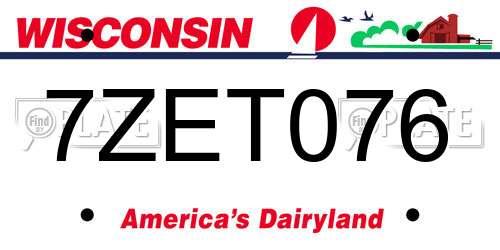 7ZET076 Wisconsin License Plate