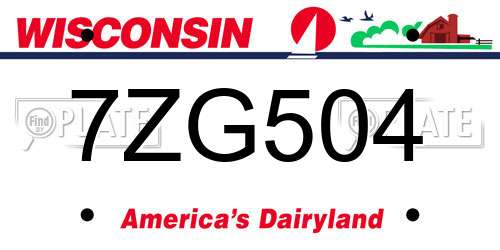 7ZG504 Wisconsin License Plate