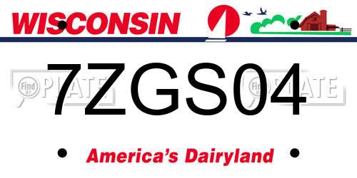 7ZGS04 Wisconsin License Plate
