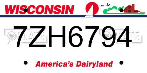 7ZH6794 Wisconsin License Plate