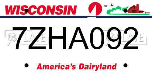 7ZHA092 Wisconsin License Plate