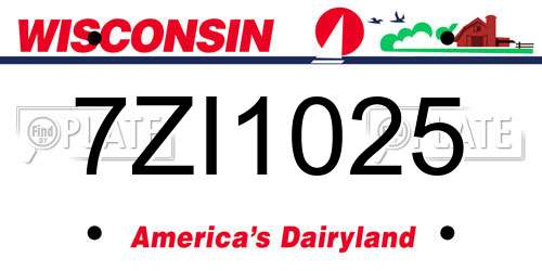 7ZI1025 Wisconsin License Plate