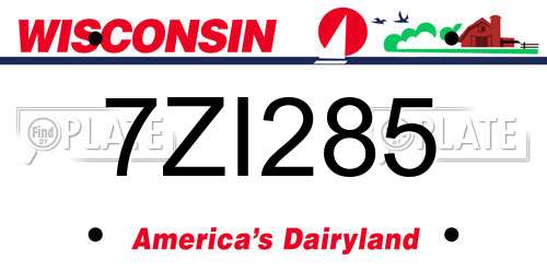 7ZI285 Wisconsin License Plate