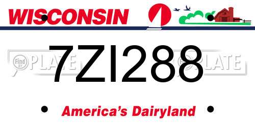 7ZI288 Wisconsin License Plate