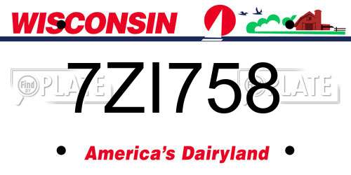7ZI758 Wisconsin License Plate