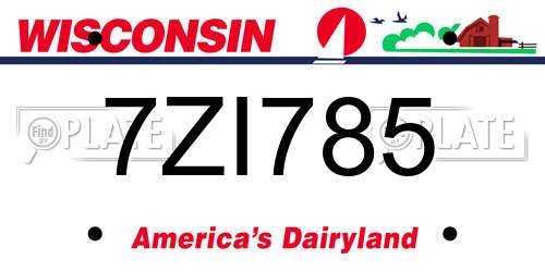 7ZI785 Wisconsin License Plate