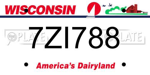 7ZI788 Wisconsin License Plate