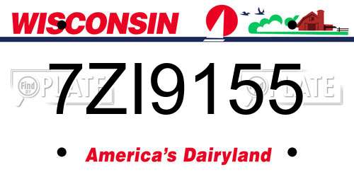 7ZI9155 Wisconsin License Plate