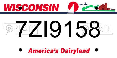 7ZI9158 Wisconsin License Plate