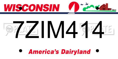 7ZIM414 Wisconsin License Plate