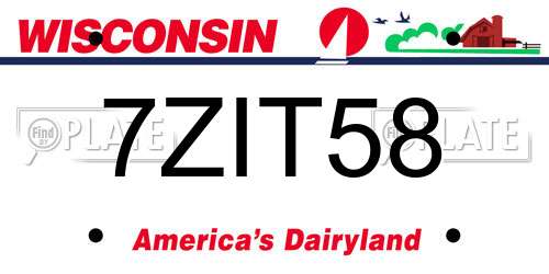 7ZIT58 Wisconsin License Plate