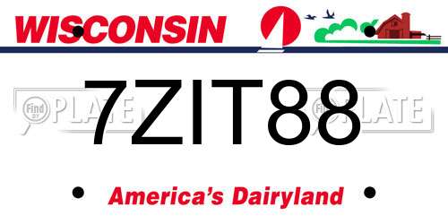 7ZIT88 Wisconsin License Plate