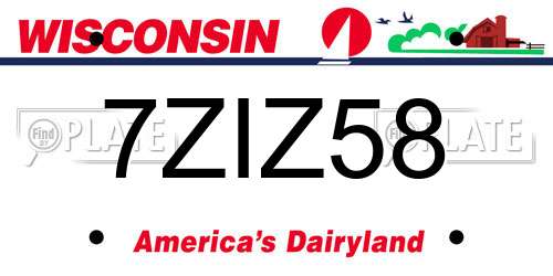 7ZIZ58 Wisconsin License Plate