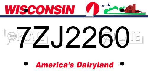7ZJ2260 Wisconsin License Plate