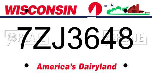 7ZJ3648 Wisconsin License Plate