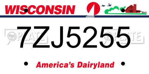 7ZJ5255 Wisconsin License Plate