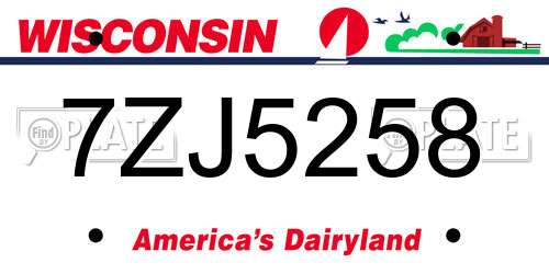 7ZJ5258 Wisconsin License Plate