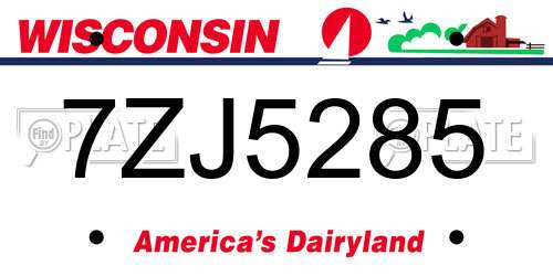 7ZJ5285 Wisconsin License Plate