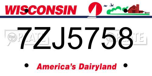 7ZJ5758 Wisconsin License Plate