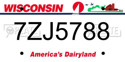 7ZJ5788 Wisconsin License Plate
