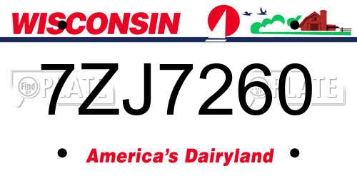 7ZJ7260 Wisconsin License Plate