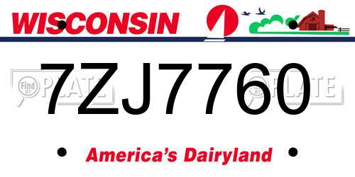 7ZJ7760 Wisconsin License Plate