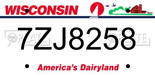 7ZJ8258 Wisconsin License Plate