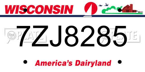 7ZJ8285 Wisconsin License Plate