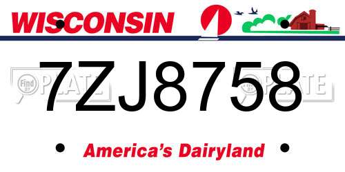 7ZJ8758 Wisconsin License Plate